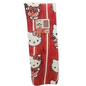 Hello Kitty Christmas Candy Cane Soft Plush Throw 50X70 NWT